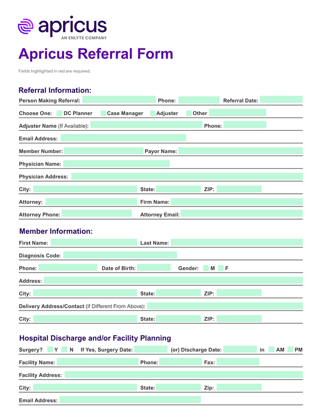 Apricus Referral Form screenshot