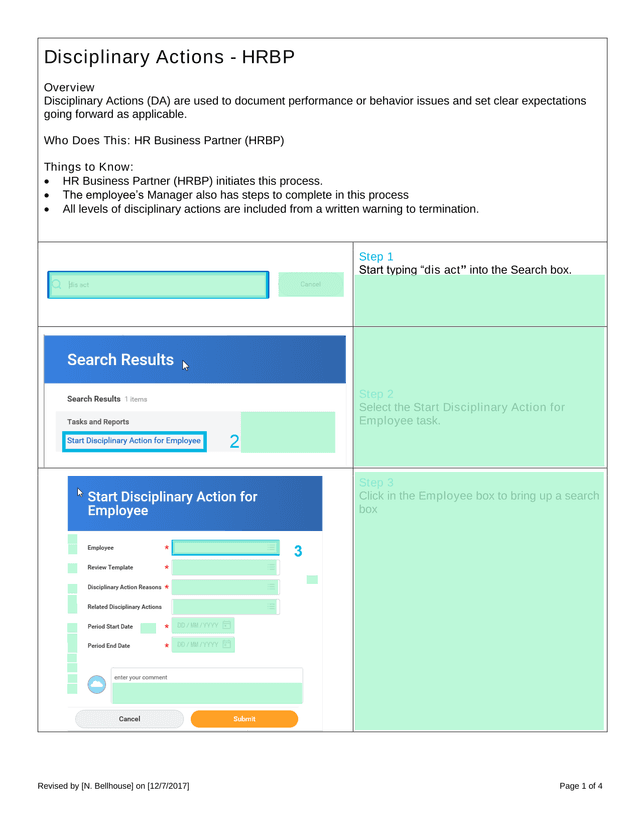 Disciplinary Actions   HRBP screenshot