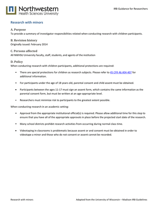 IRB Guidance For Researchers screenshot