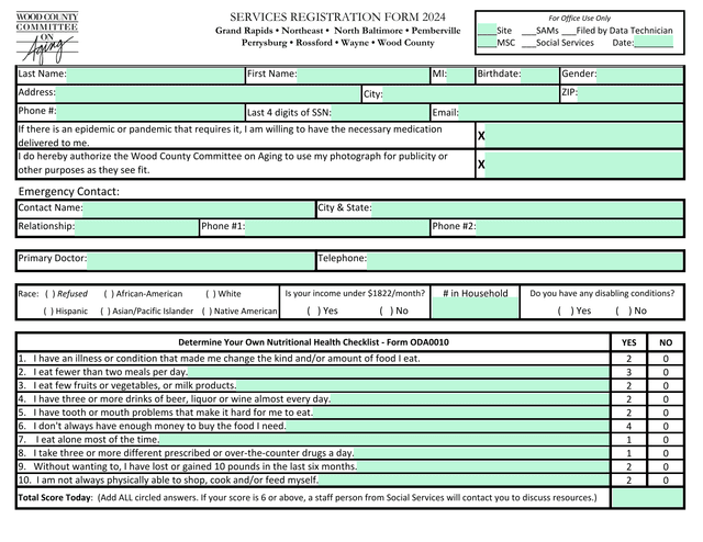 SERVICES REGISTRATION FORM 2024 screenshot