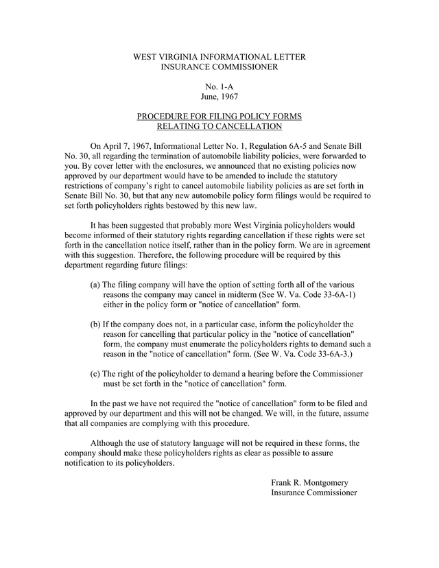 West Virginia Informational Letter No. 1 A screenshot