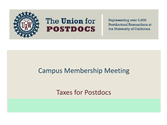 Campus Membership Meeting Taxes For Postdocs screenshot