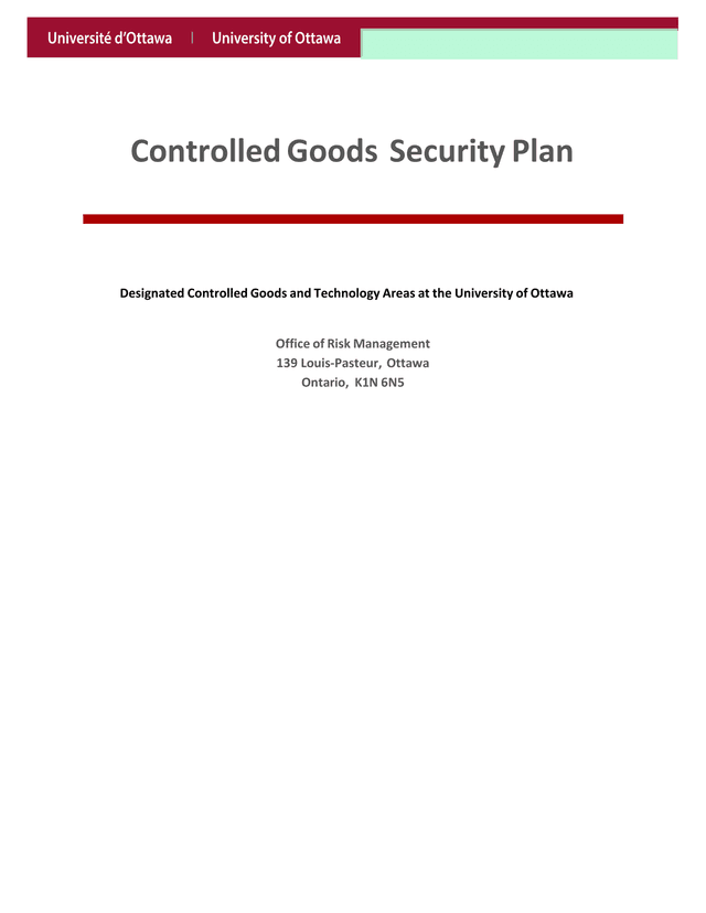 Controlled Goods Security Plan screenshot