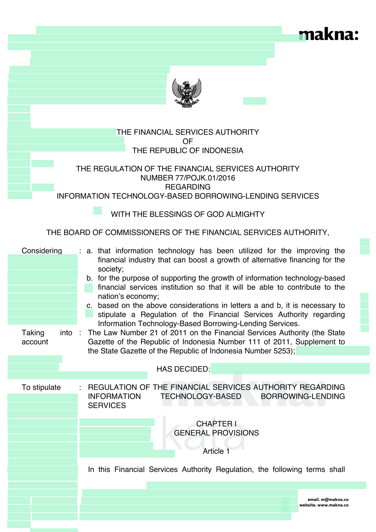 Regulation Of The Financial Services Authority Number 77POJK.012016 screenshot