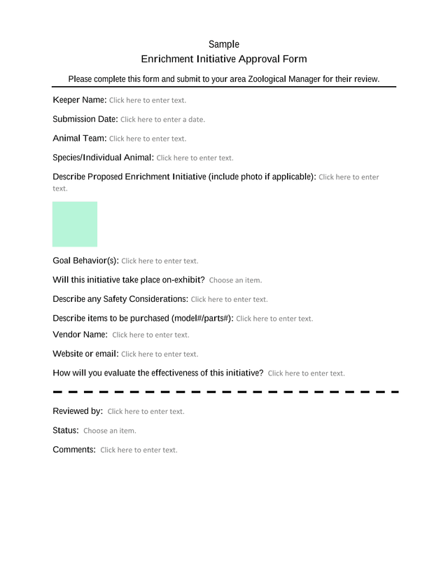 Sample Enrichment Initiative Approval Form screenshot