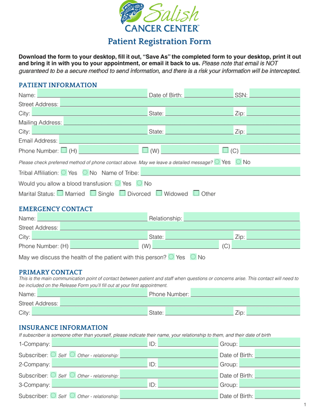 Patient Registration Form screenshot