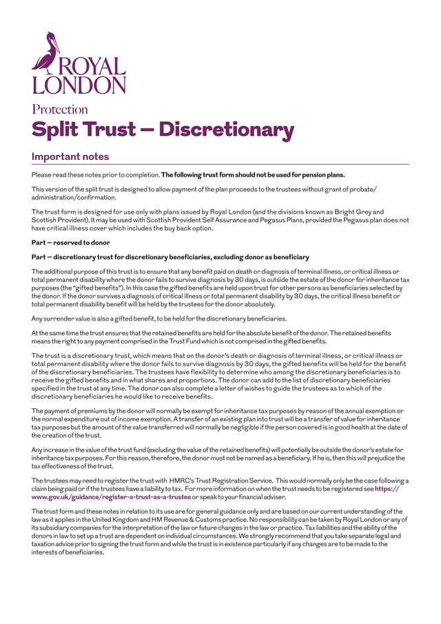 Split Trust  Discretionary screenshot
