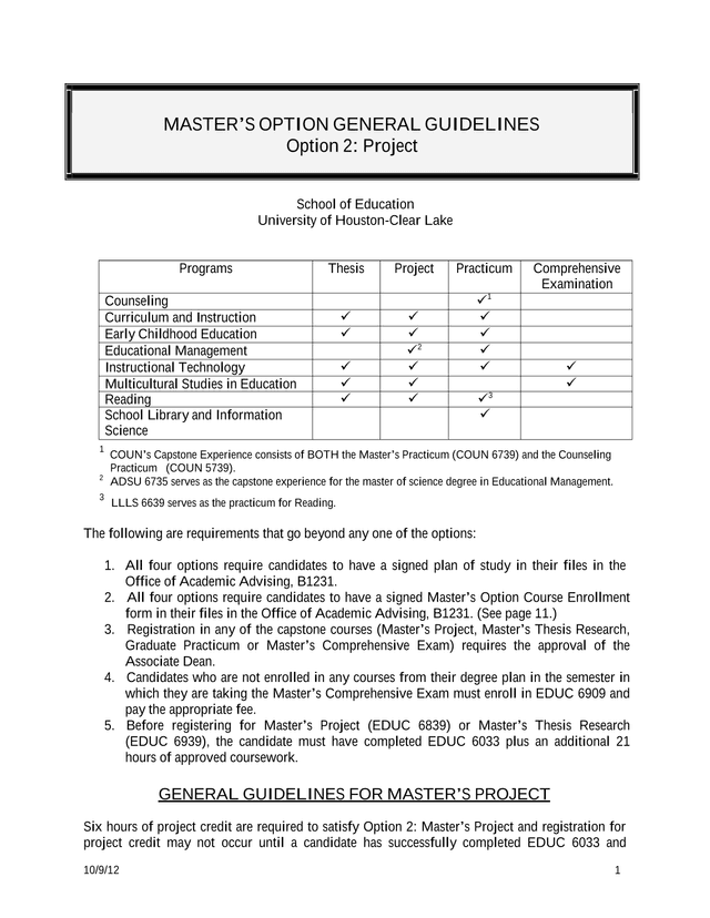 MasterS Option General Guidelines screenshot