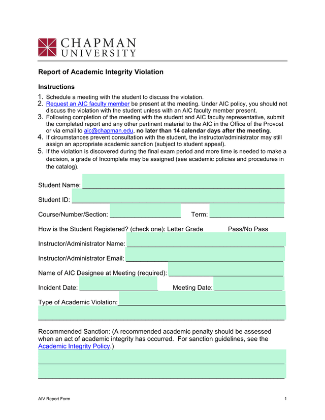 AIV Report Form screenshot
