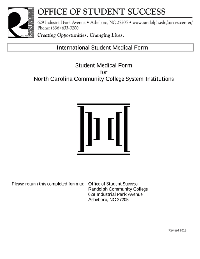 International Student Medical Form screenshot