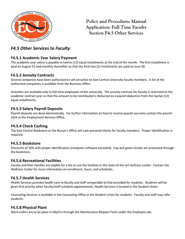 F4.5 Other Services To Faculty screenshot