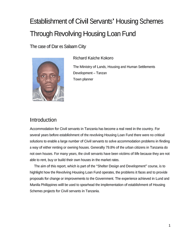 Establishment Of Civil Servants Housing Schemes Through Revolving Housing Loan Fund screenshot