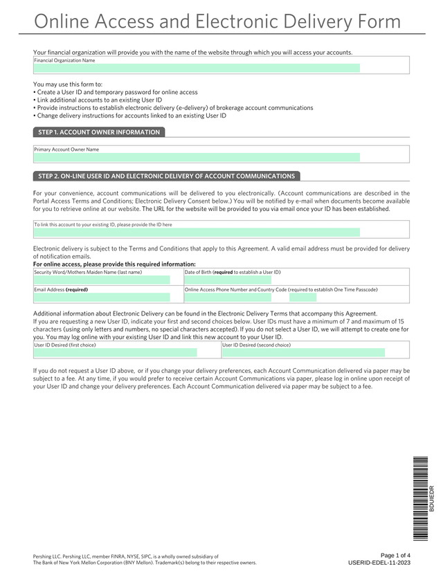 Online Access And Electronic Delivery Form screenshot