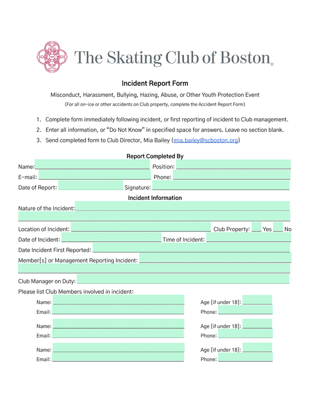 Incident Report Form screenshot