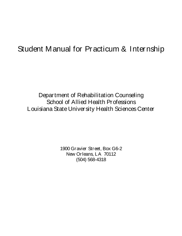 Student Manual For Practicum  Internship screenshot