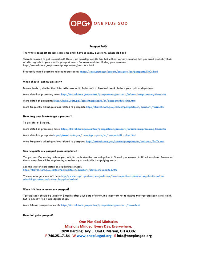 Passport FAQs screenshot