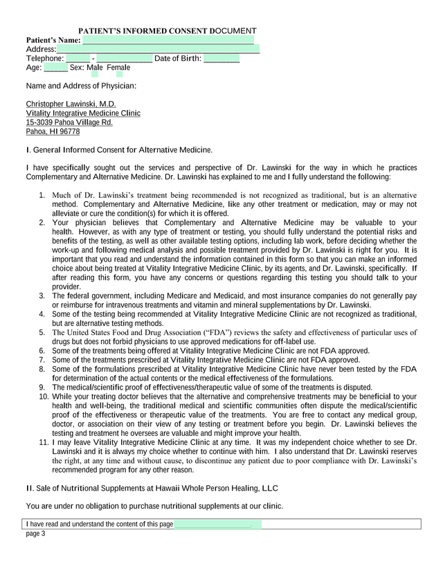 PatientS Informed Consent Document screenshot