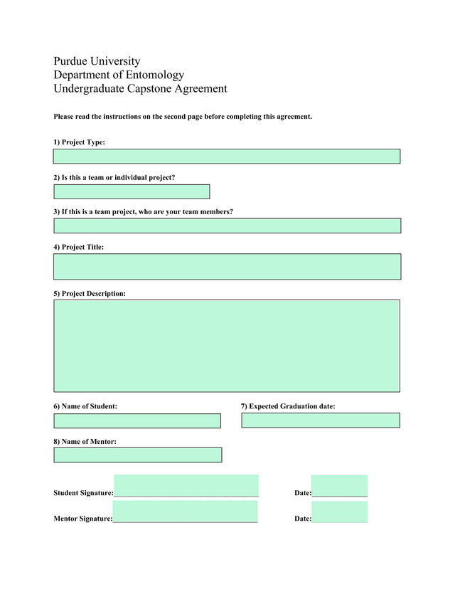 Undergraduate Capstone Agreement screenshot
