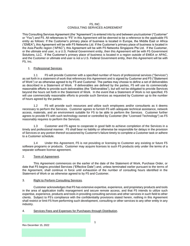 Consulting Services Agreement screenshot