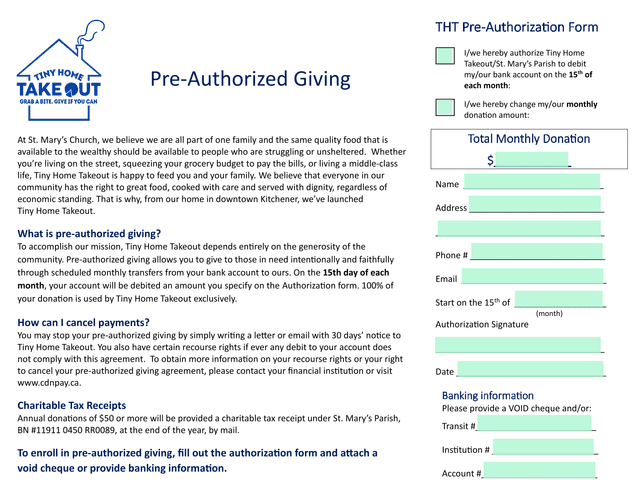 THT Pre Authorization Form screenshot