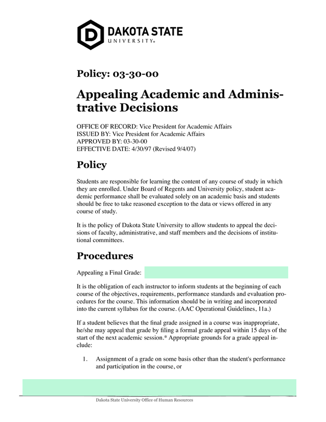 Appealing Academic And Administrative Decisions screenshot