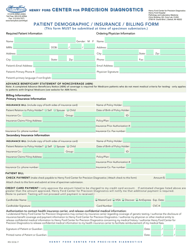 Patient Demographic  Insurance  Billing Form screenshot