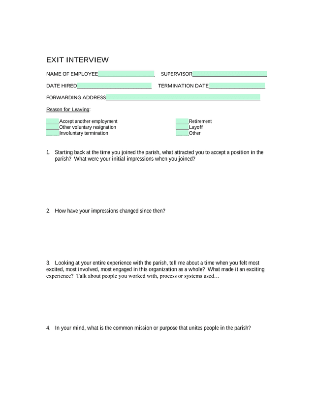 EXIT INTERVIEW screenshot