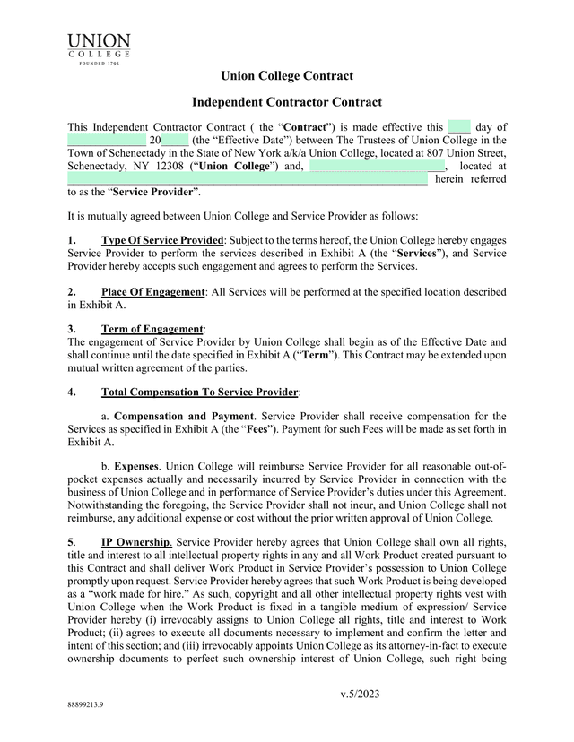 Independent Contractor Contract screenshot