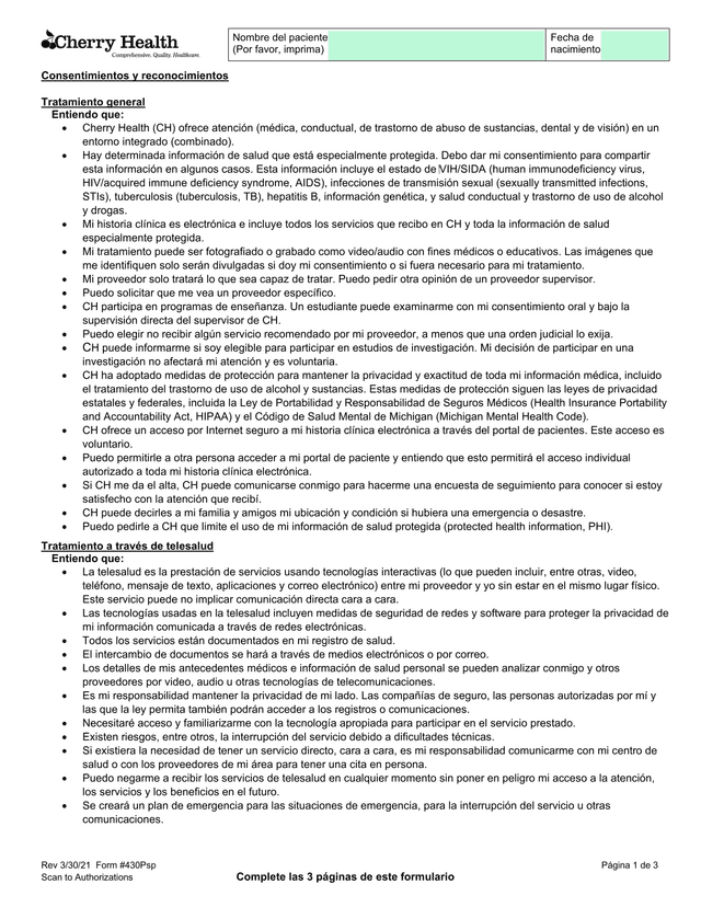 Consentimientos Y Reconocimientos screenshot