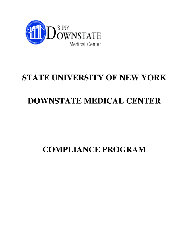 SUNY Downstate Medical Center Compliance Program screenshot