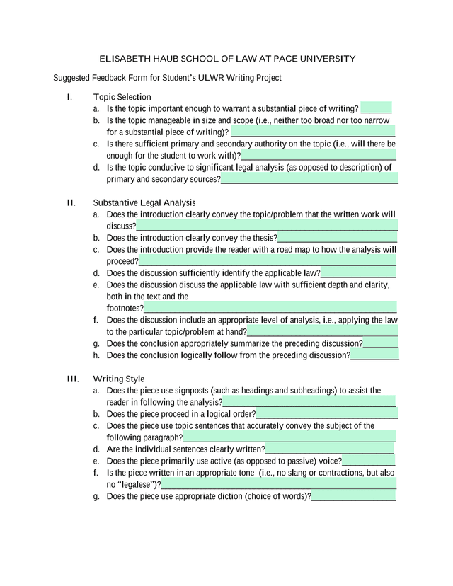 Suggested Feedback Form For StudentS ULWR Writing Project screenshot