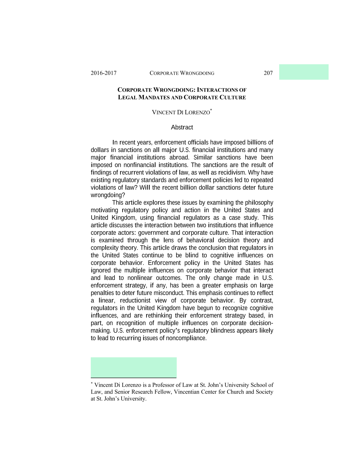 Corporate Wrongdoing Interactions Of Legal Mandates And Corporate Culture screenshot