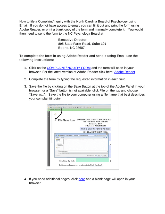 ComplaintInquiry Form   North Carolina Board Of Psychology screenshot