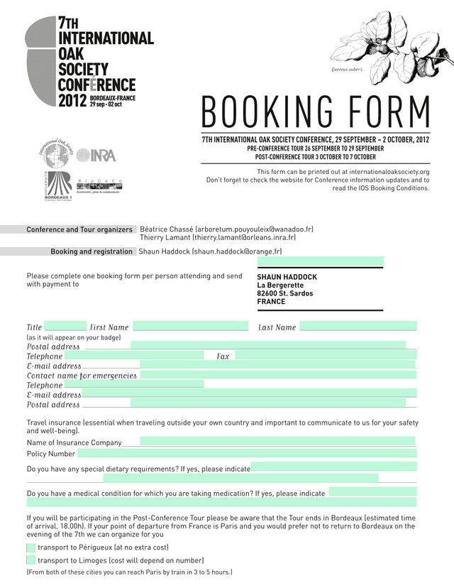 BOOKING FORM screenshot