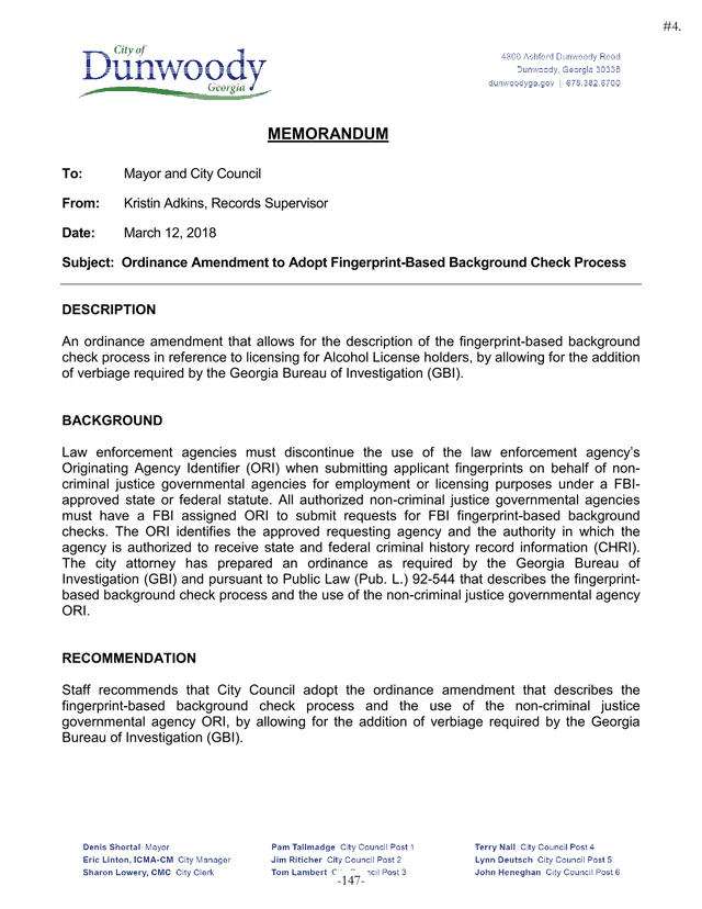 Ordinance Amendment To Adopt Fingerprint Based Background Check Process screenshot