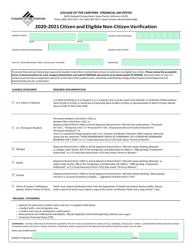 Citizen And Eligible Non Citizen Verification screenshot