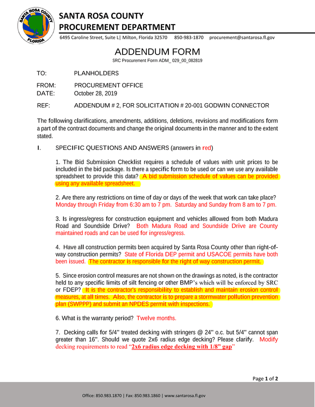 Addendum Form For Solicitation  20 001 Godwin Connector screenshot