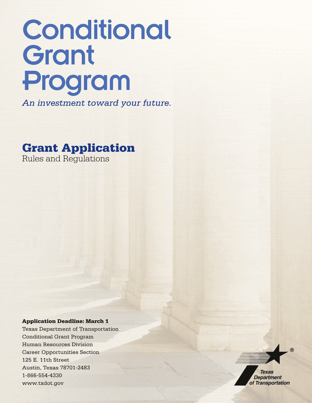Conditional Grant Program Grant Application screenshot