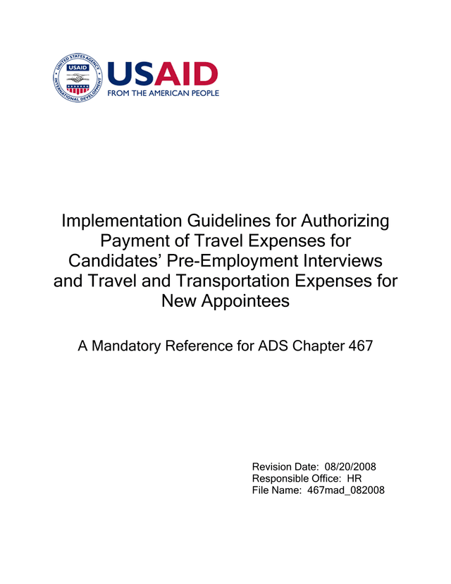 Implementation Guidelines For Authorizing Payment Of Travel Expenses For Candidates Pre Employment I screenshot