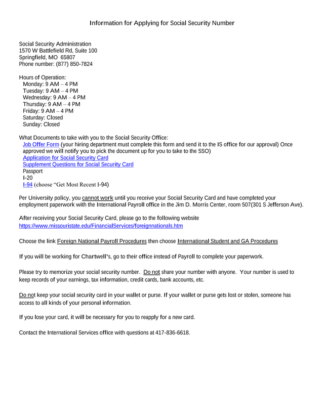 Information For Applying For Social Security Number screenshot