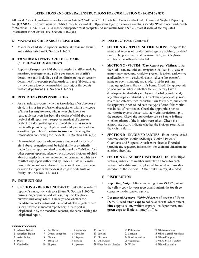 Form SS 8572 screenshot