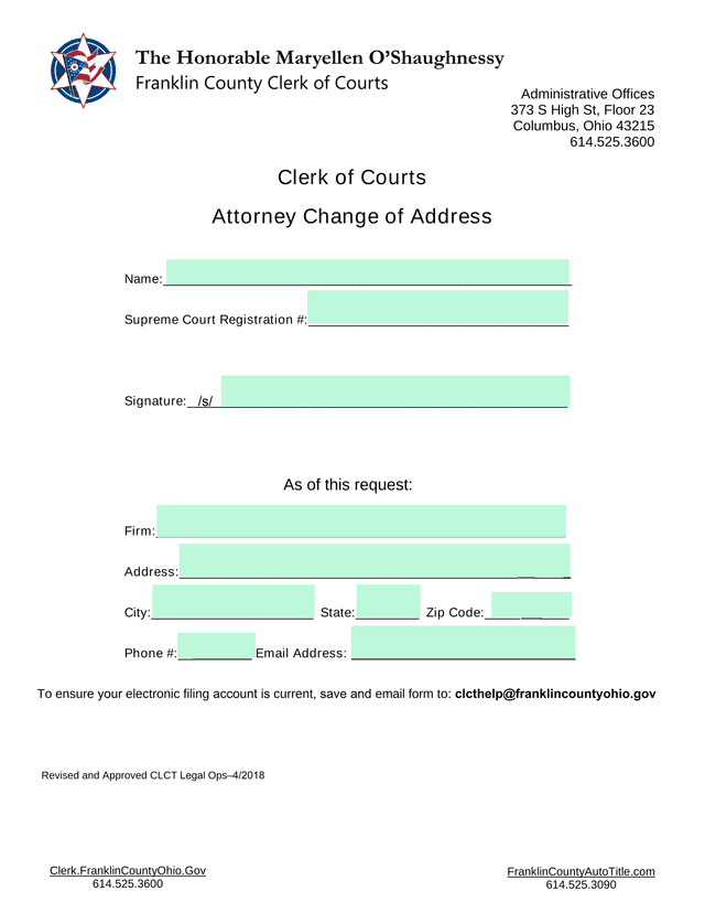 Attorney Change Of Address screenshot