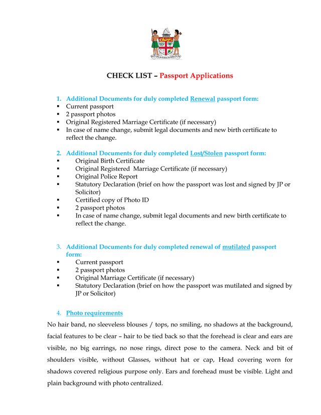 CHECK LIST  Passport Applications screenshot