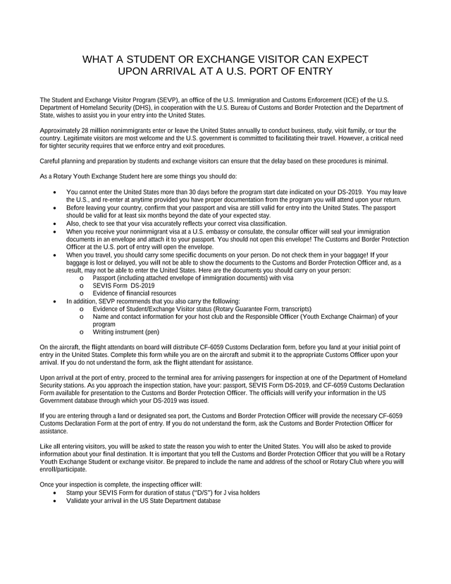 What A Student Or Exchange Visitor Can Expect Upon Arrival At A U.S. Port Of Entry screenshot