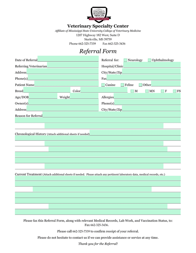 Referral Form screenshot