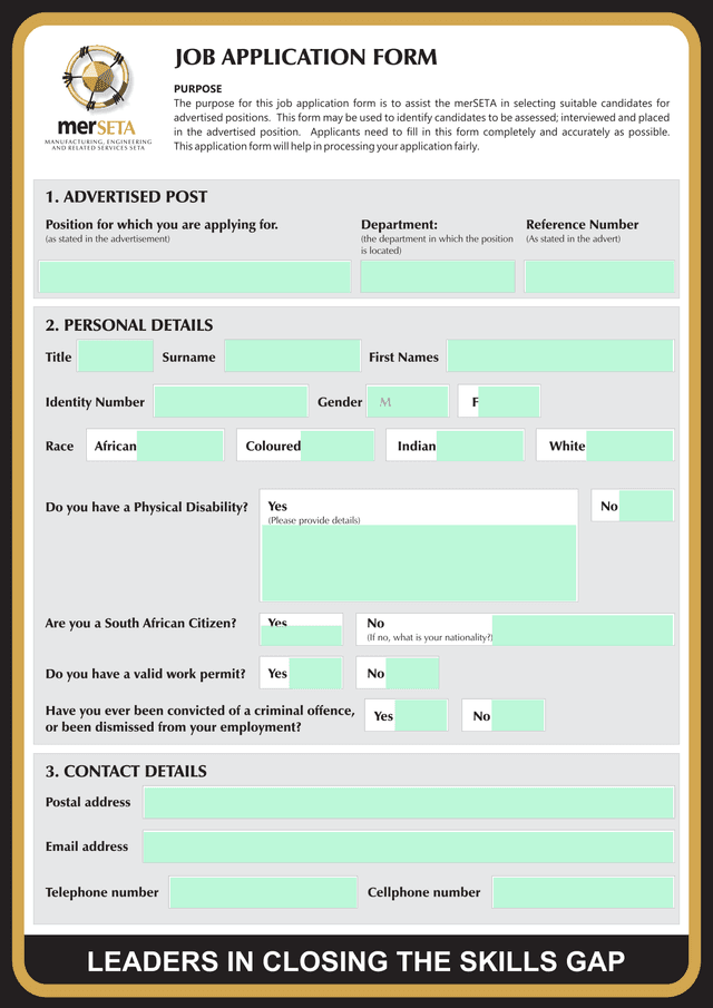 Job Application Form screenshot