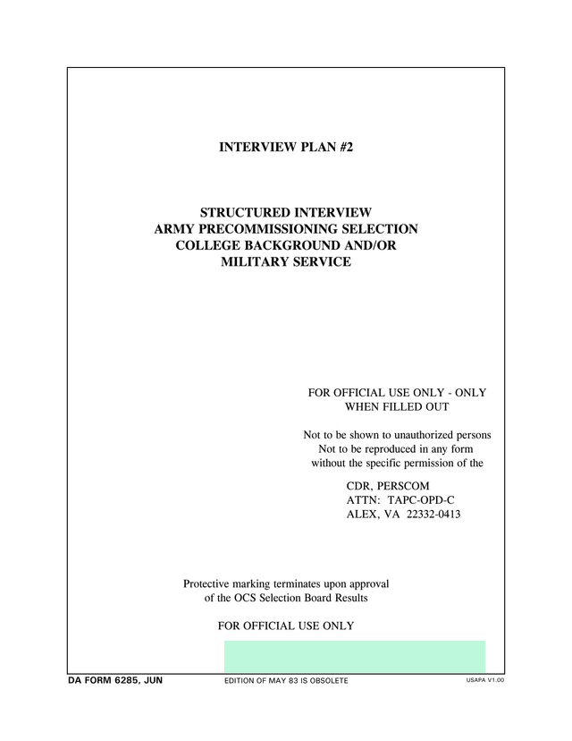 INTERVIEW PLAN 2   STRUCTURED INTERVIEW   ARMY PRECOMMISSIONING SELECTION screenshot