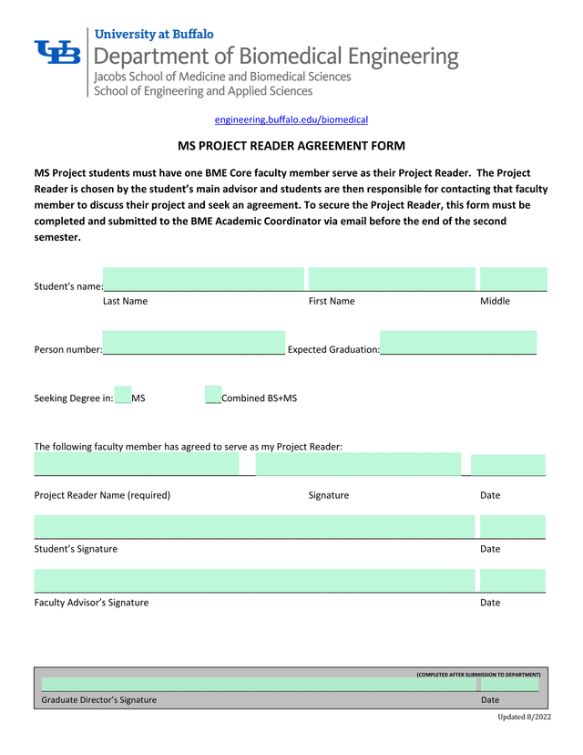 MS Project Reader Agreement Form screenshot