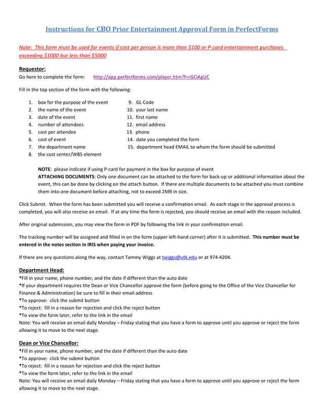 CBO Prior Entertainment Approval Form In PerfectForms screenshot