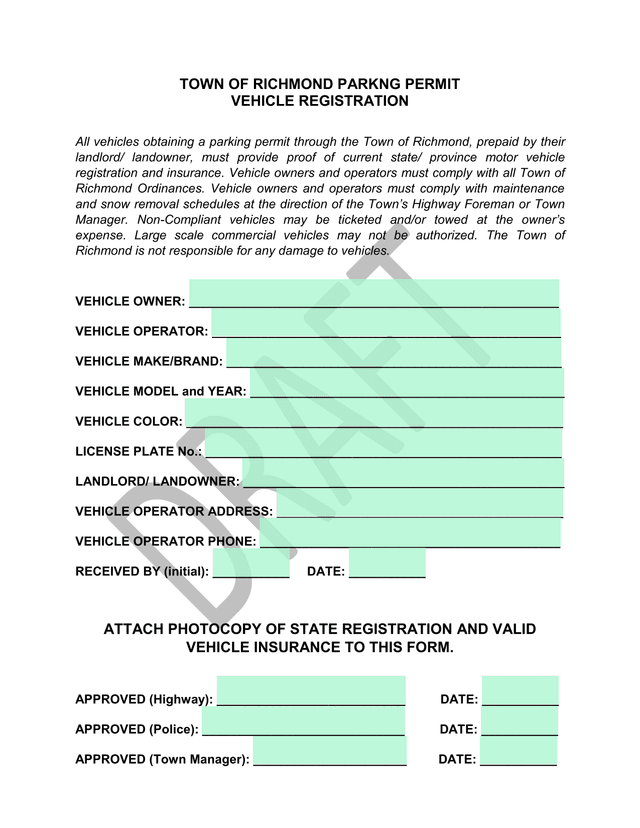 Town Of Richmond Parking Permit Vehicle Registration screenshot